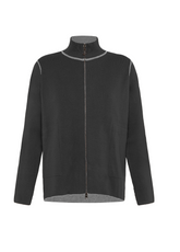 CARDIGAN BICOLORE CON ZIP NERO - Leisurewear | DEHA