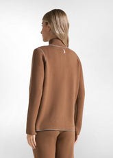 CARDIGAN BICOLORE CON ZIP MARRONE - GLACE' BROWN | DEHA