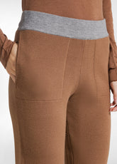 ZWEIFARBIGE GERADE STICKHOSE - BRAUN - GLACE' BROWN | DEHA