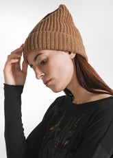 WOOL BLENDED LUREX BEANIE - BROWN - Warm and Cozy | DEHA