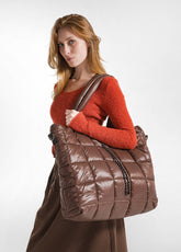 QUILTED SHOPPER BAG - BROWN - COFFEE BROWN | DEHA