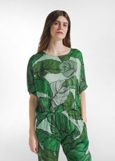 ALLOVER SATIN BLOUSE - GREEN - Shirts & Blouses | DEHA