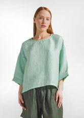 SHINY LINEN BLUSE - GREEN - Shirts & Blouses | DEHA