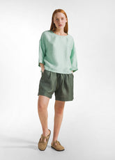 SHORTS IN LINO LUCIDO VERDE - Bermuda | DEHA