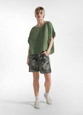 FADED LINEN WIDE BLOUSE - GREEN - Shirts & Blouses | DEHA