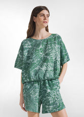 ALLOVER SEERSUCKER BLOUSE - GREEN - Shirts & Blouses | DEHA