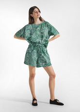 ALLOVER SEERSUCKER BLOUSE - GREEN - Shirts & Blouses | DEHA