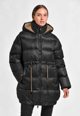 DRAWSTRING DOWN JACKET, BLACK - BLACK | DEHA