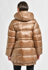 DRAWSTRING DOWN JACKET, BEIGE - CAMEL | DEHA