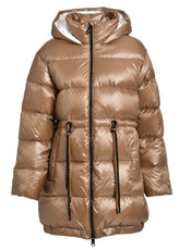 DRAWSTRING DOWN JACKET, BEIGE - CAMEL | DEHA