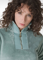 FLUFFY POLAR SWEATSHIRT, GREEN - SAGE GREEN | DEHA