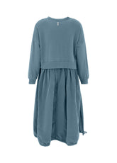 KLEID AUS SAMT UND SWEATSTOFF - BLAU - MIDBLUE | DEHA