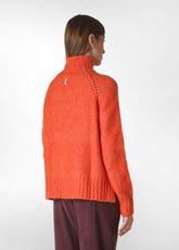 HIGH NECK FLUFFY SWEATER - ORANGE - AUTUMN ORANGE | DEHA