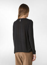 WOOLY LONG SLEEVE T-SHIRT, BLACK - BLACK | DEHA