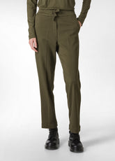 GABARDINE STRAIGHT PANTS, GREEN - OLIVE GREEN | DEHA