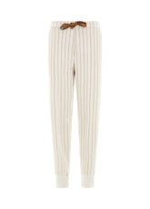 PINSTRIPED JOGGER PANTS - WHITE - MILK WHITE | DEHA