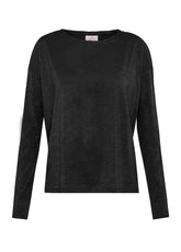 T-SHIRT AMPIA IN JERSEY FIAMMATO NERO - BLACK | DEHA