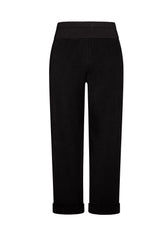 PANTALONE IN VELLUTO LEGGERO CON COULISSE NERO - BLACK | DEHA