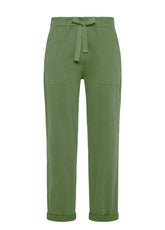 PANTALONE IN GABARDINE CON COULISSE VERDE - OLIVE GREEN | DEHA