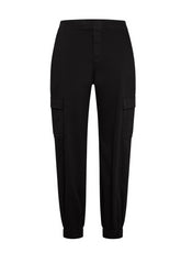 PANTALONE CARGO IN GABARDINE NERO - BLACK | DEHA