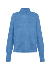 HIGH NECK FLUFFY SWEATER - BLUE - Warm and Cozy | DEHA