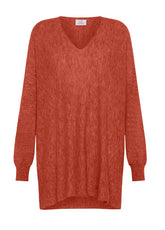 WOOLY BLEND V-NECK SWEATER - ORANGE - Warm and Cozy | DEHA