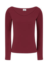 CASHMERE BLEND WIDE NECK T-SHIRT - RED - Warm and Cozy | DEHA