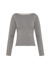 BI-COLOR BOATNECK PULLOVER - GREY - Warm and Cozy | DEHA