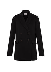 WARM FLEECE DOUBLE-BREASTED BLAZER - BLACK - Jackets & Vests | DEHA