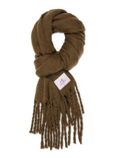 FRINGED SOFT SCARF - BROWN - GLACE' BROWN | DEHA