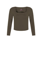 RECYCLED MICROFIBRE LONG SLEEVE TOP - BROWN - Tinto in Capo | DEHA