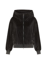 MARBLED CHENILLE FULL ZIP HOODIE - BLACK - BLACK | DEHA