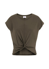 T-SHIRT IN VISCOSA CON NODO MARRONE - COFFEE BROWN | DEHA