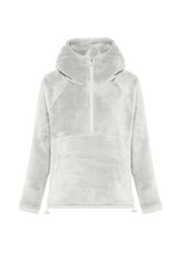 FELPA DI PILE CON MEZZA ZIP E CAPPUCCIO BIANCO - MILK WHITE | DEHA