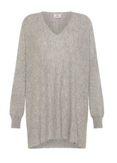 PULLOVER MIT V-AUSSCHNITT AUS WOLLGEMISCH - GRAU - GREY MELANGE | DEHA