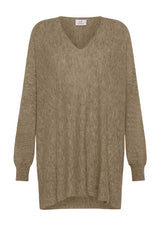 WOOLY BLEND V-NECK SWEATER - BROWN - Warm and Cozy | DEHA