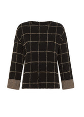 MAGLIA A QUADRI MISTO LANA NERO - Warm and Cosy | DEHA