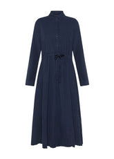 LANGES KLEID AUS LEICHTEM CORD - BLAU - NIGHT BLUE | DEHA