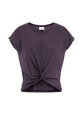 T-SHIRT IN VISCOSA CON NODO VIOLA - PLUM VIOLET | DEHA