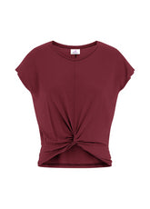 T-SHIRT MIT KNOTEN AUS VISKOSE - ROT - RESTART WITH YOGA | DEHA