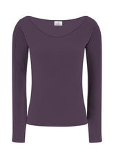 CASHMERE BLEND WIDE NECK T-SHIRT - PURPLE - Warm and Cozy | DEHA