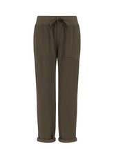 PANTALONE IN VELLUTO LEGGERO CON COULISSE MARRONE - COFFEE BROWN | DEHA