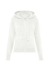 CARDIGAN CON ZIP E CAPPUCCIO BIANCO - MILK WHITE | DEHA