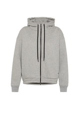 FELPA CON ZIP E CAPPUCCIO DETTAGLI NERI GRIGIO - GREY MELANGE | DEHA