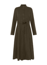 LIGHT CORDUROY LONG DRESS - BROWN - COFFEE BROWN | DEHA