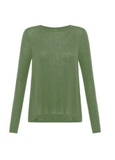 MAGLIETTA IN MISTO CASHMERE VERDE - OLIVE GREEN | DEHA