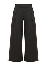 TEXTURE PLEATED CROP PANTS - BLACK - BLACK | DEHA