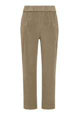 PANTALONE CON PINCES IN VELLUTO MARRONE - GLACE' BROWN | DEHA