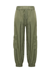 CUPRO SATIN CARGO PANTS - GREEN - Cargo pants | DEHA