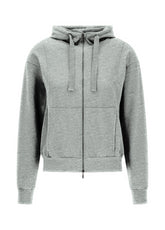 FELPA COMODA CON ZIP E CAPPUCCIO GRIGIO - GREY MELANGE | DEHA